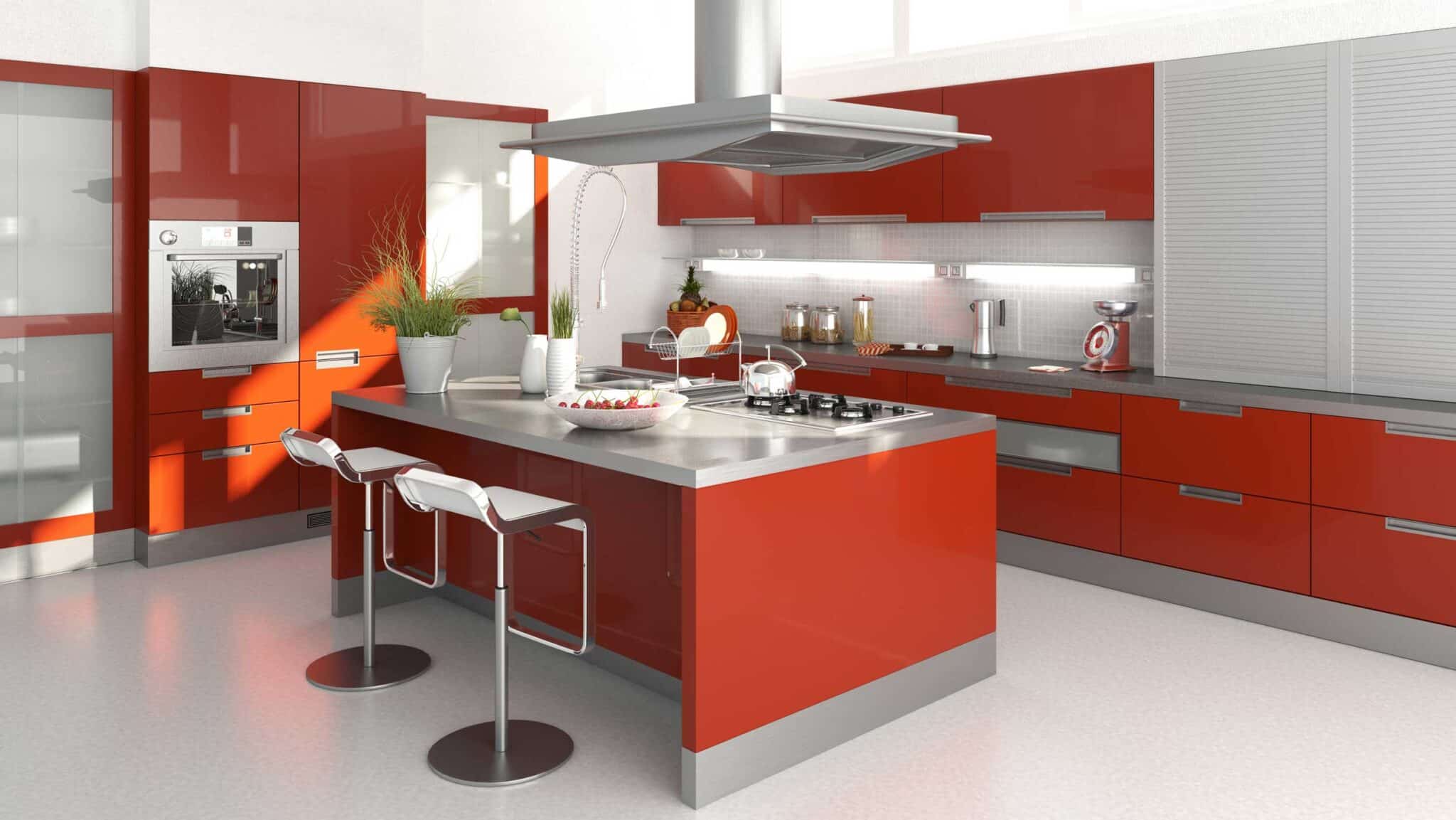 red modern kitchen 3D model