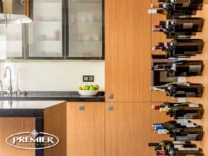 Modern kitchen with a sleek Wine Rack and contemporary design